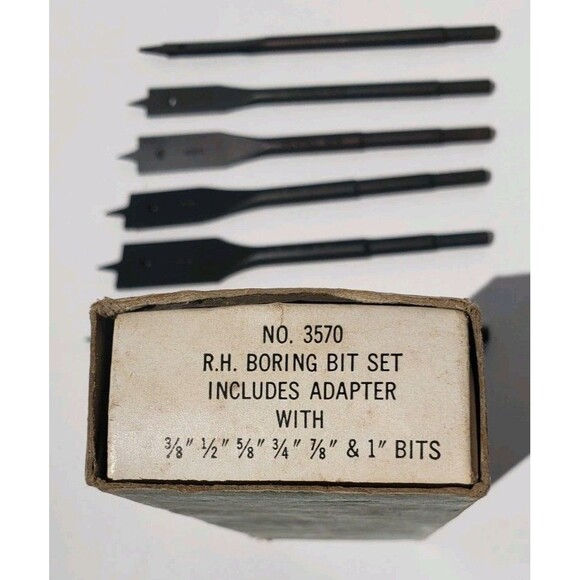 Vintage DeWalt R.H Boring Bit Set No. 3570 W/adapter 3/8,1/2,5/8,3/4,7/8,1”. - Picture 3 of 10